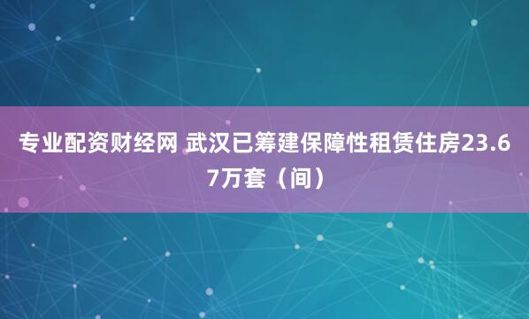 专业配资财经网 武汉已筹建保障性租赁住房23.67万套（间）